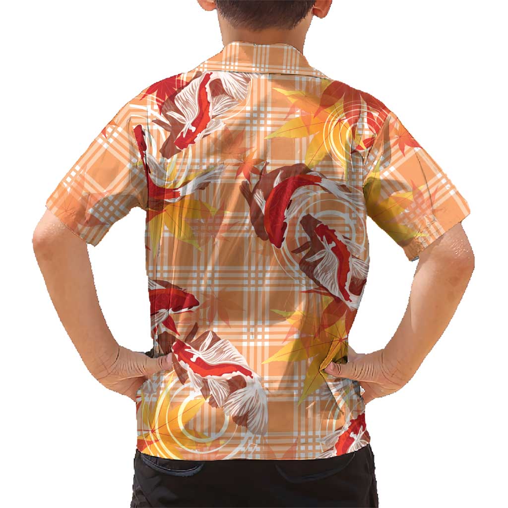 Orange Palaka Hawaii Aloha Family Matching Summer Maxi Dress and Hawaiian Shirt Koi Pond Mix Japanese Maple LT7 - Polynesian Pride
