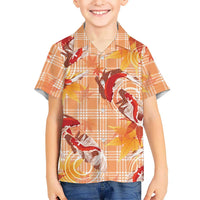 Orange Palaka Hawaii Aloha Family Matching Summer Maxi Dress and Hawaiian Shirt Koi Pond Mix Japanese Maple LT7 - Polynesian Pride