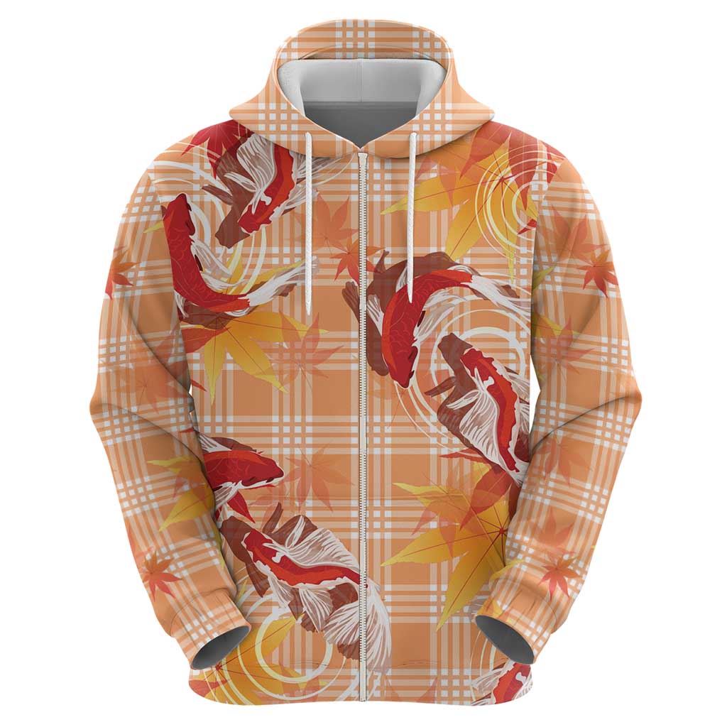 Orange Palaka Hawaii Aloha Hoodie Koi Pond Mix Japanese Maple - Polynesian Pride