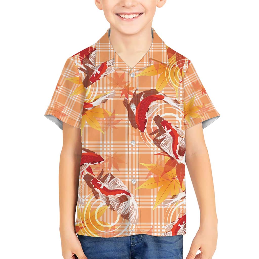 Orange Palaka Hawaii Aloha Kid Hawaiian Shirt Koi Pond Mix Japanese Maple - Polynesian Pride
