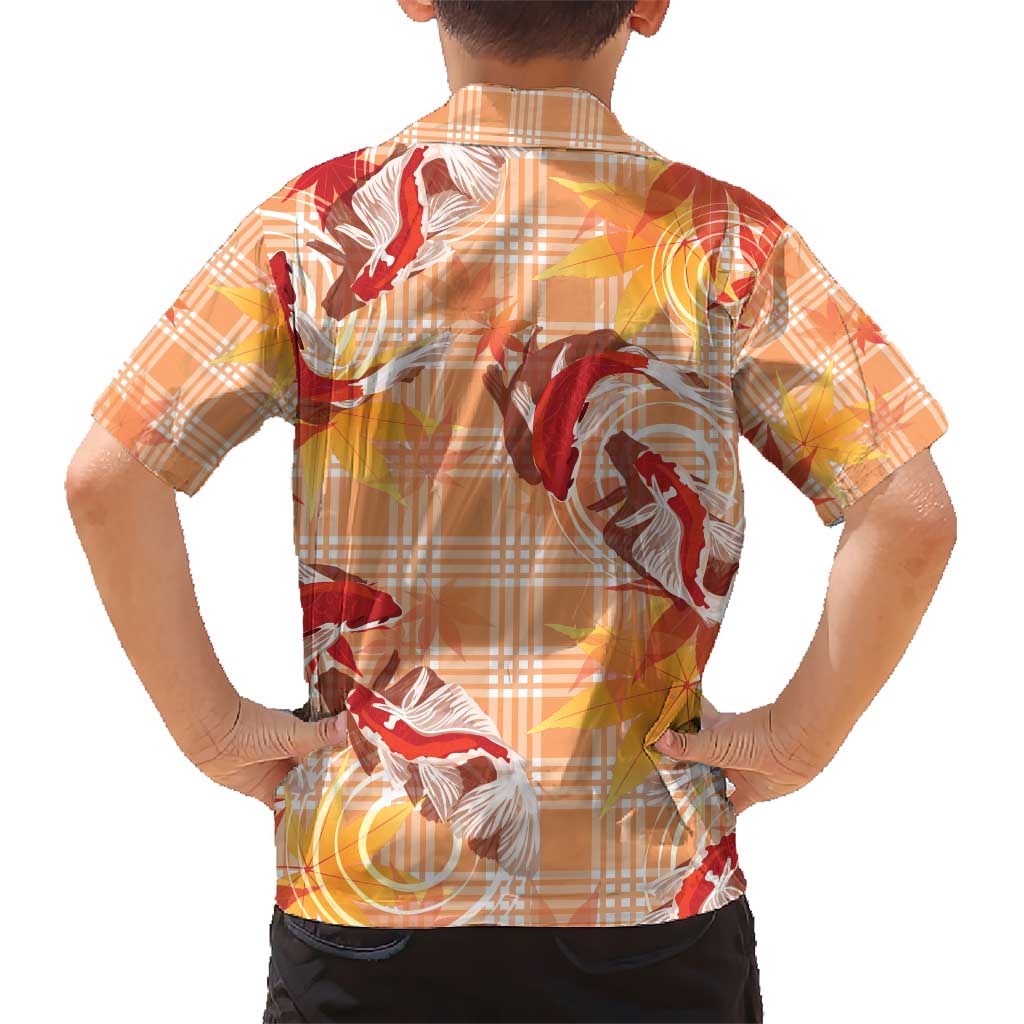 Orange Palaka Hawaii Aloha Kid Hawaiian Shirt Koi Pond Mix Japanese Maple - Polynesian Pride