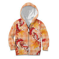 Orange Palaka Hawaii Aloha Kid Hoodie Koi Pond Mix Japanese Maple - Polynesian Pride