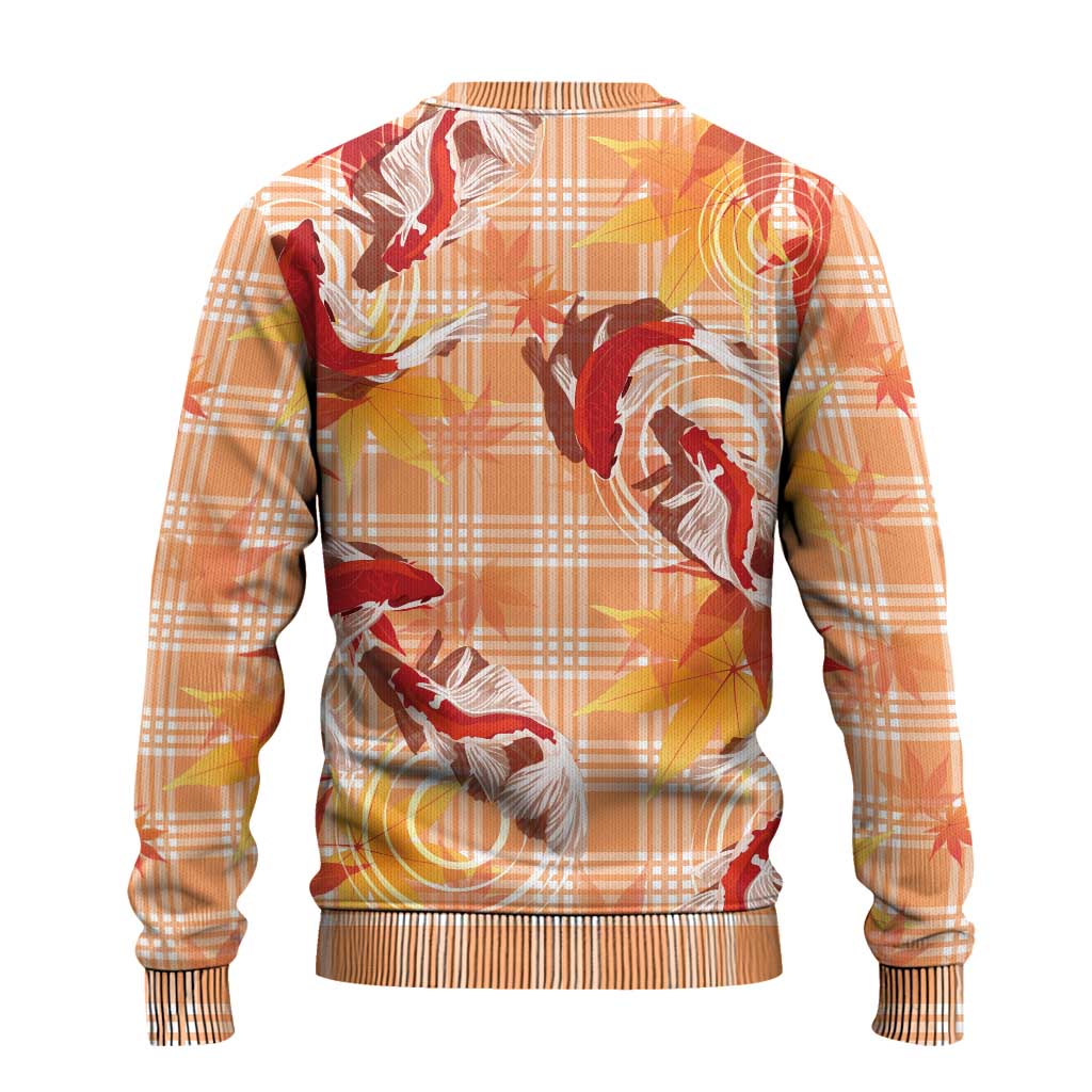 Orange Palaka Hawaii Aloha Ugly Christmas Sweater Koi Pond Mix Japanese Maple - Polynesian Pride