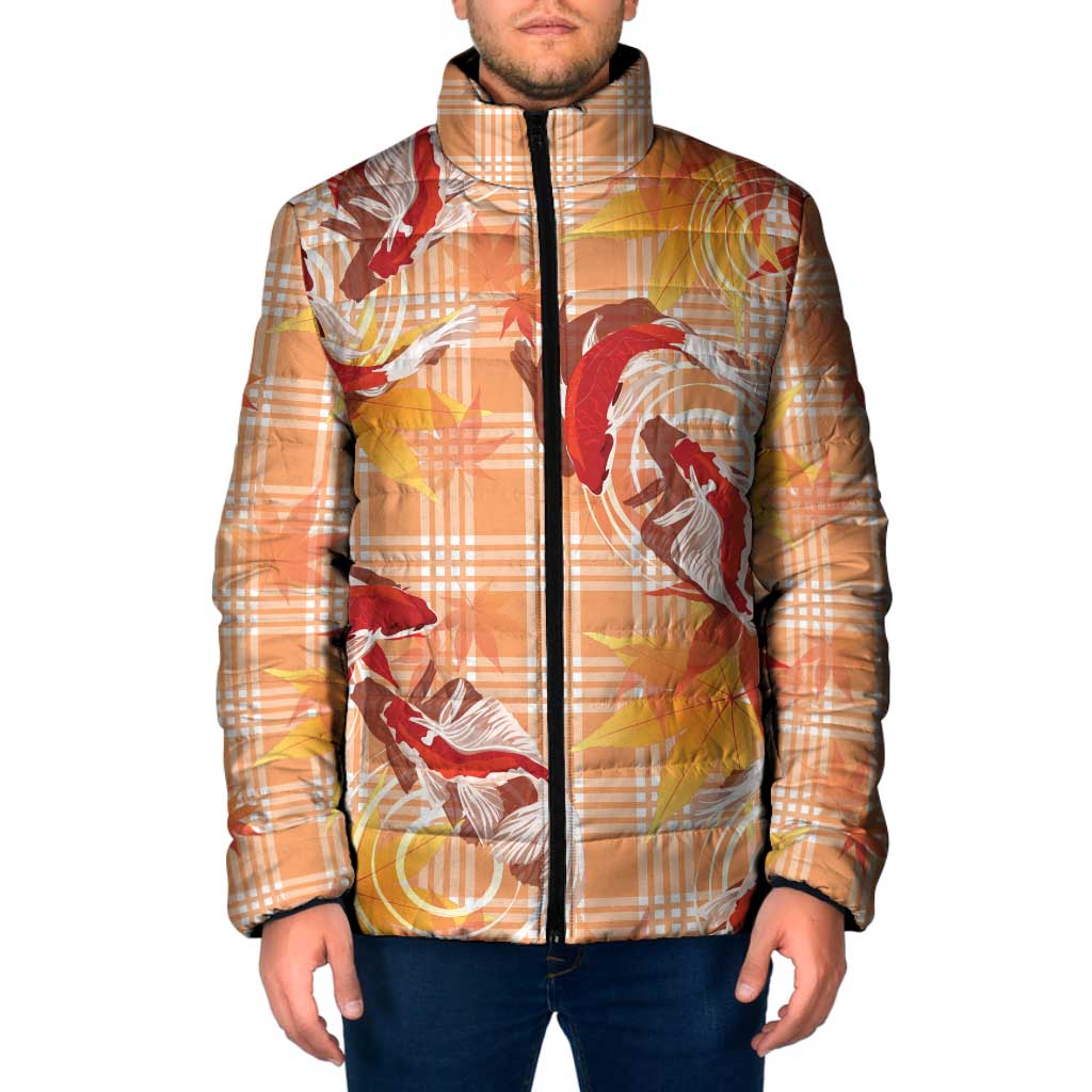 Orange Palaka Hawaii Aloha Padded Jacket Koi Pond Mix Japanese Maple - Polynesian Pride