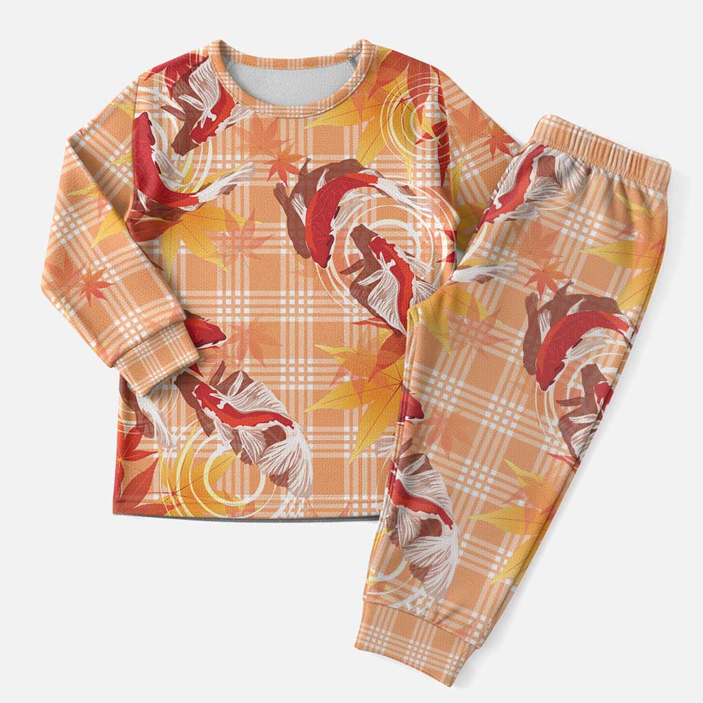 Orange Palaka Hawaii Aloha Christmas Pajama Set Koi Pond Mix Japanese Maple - Polynesian Pride
