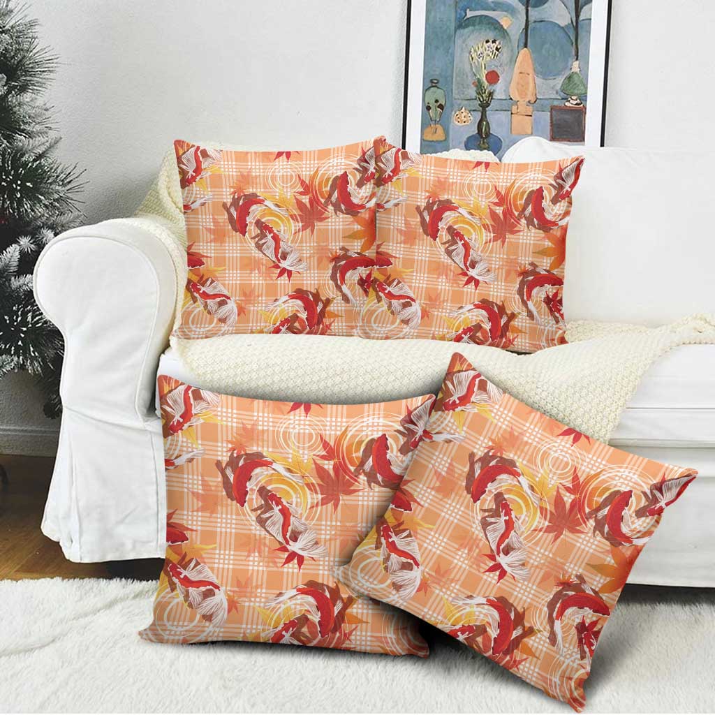Orange Palaka Hawaii Aloha Pillow Cover Koi Pond Mix Japanese Maple - Polynesian Pride