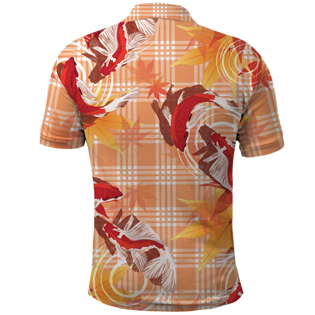 Orange Palaka Hawaii Aloha Polo Shirt Koi Pond Mix Japanese Maple - Polynesian Pride