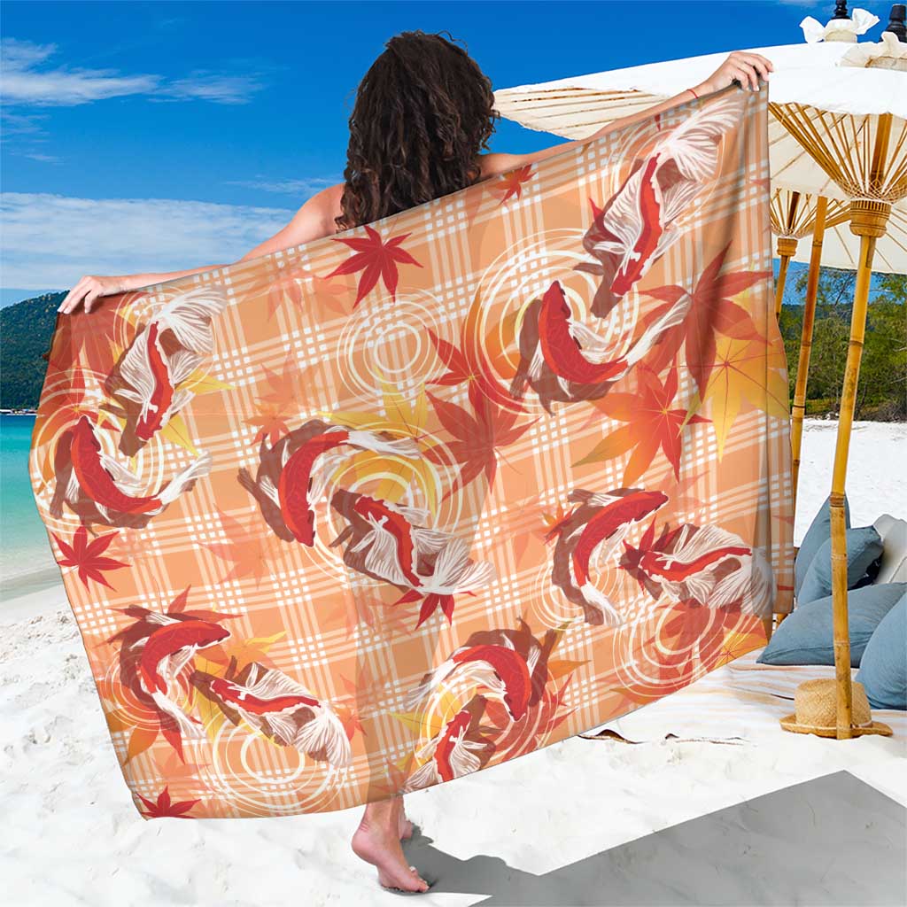 Orange Palaka Hawaii Aloha Sarong Koi Pond Mix Japanese Maple - Polynesian Pride