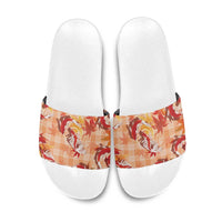 Orange Palaka Hawaii Aloha Slide Sandals Koi Pond Mix Japanese Maple - Polynesian Pride