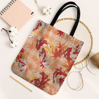Orange Palaka Hawaii Aloha Tote Bag Koi Pond Mix Japanese Maple - Polynesian Pride
