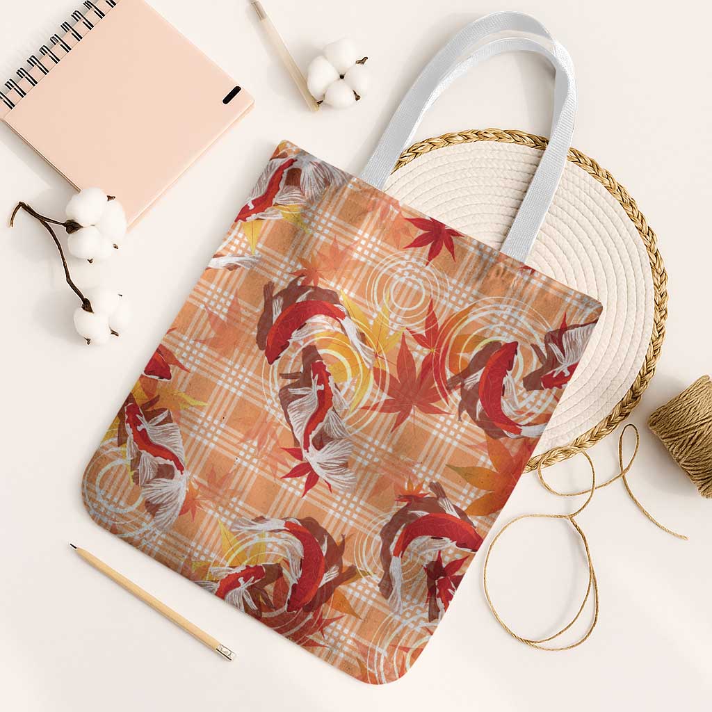 Orange Palaka Hawaii Aloha Tote Bag Koi Pond Mix Japanese Maple - Polynesian Pride
