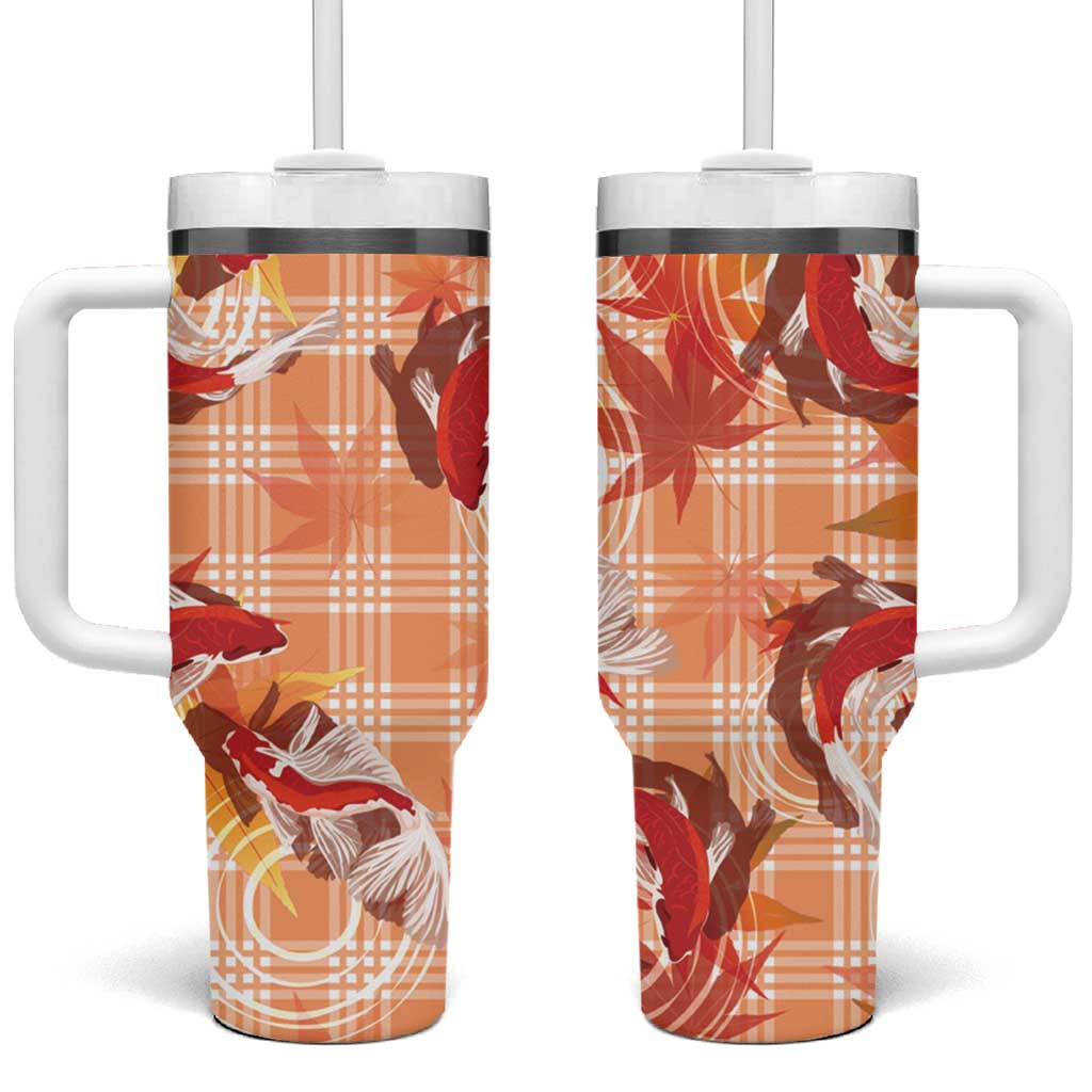 Orange Palaka Hawaii Aloha Tumbler With Handle Koi Pond Mix Japanese Maple - Polynesian Pride