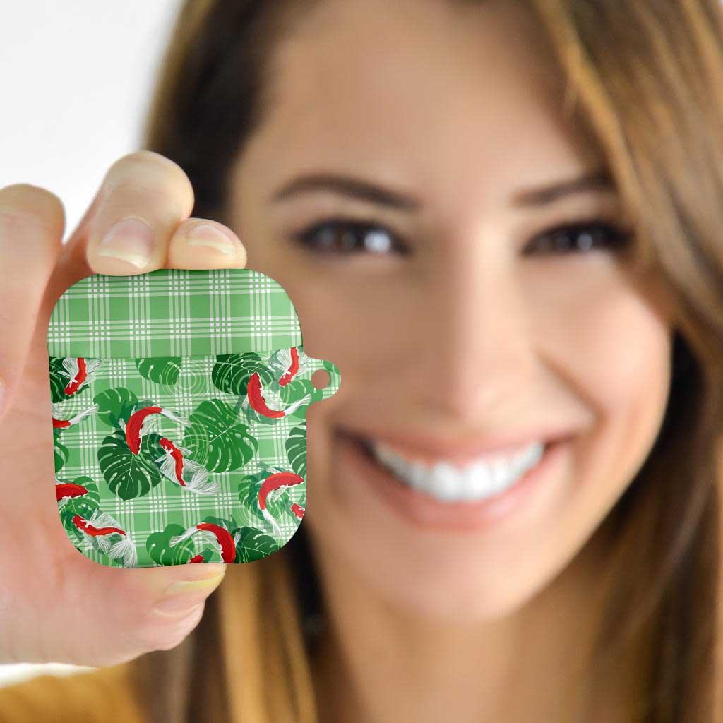 Lime Palaka Hawaii Aloha AirPods Case Koi Pond Mix Monstera - Polynesian Pride