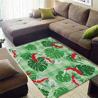 Lime Palaka Hawaii Aloha Area Rug Koi Pond Mix Monstera - Polynesian Pride