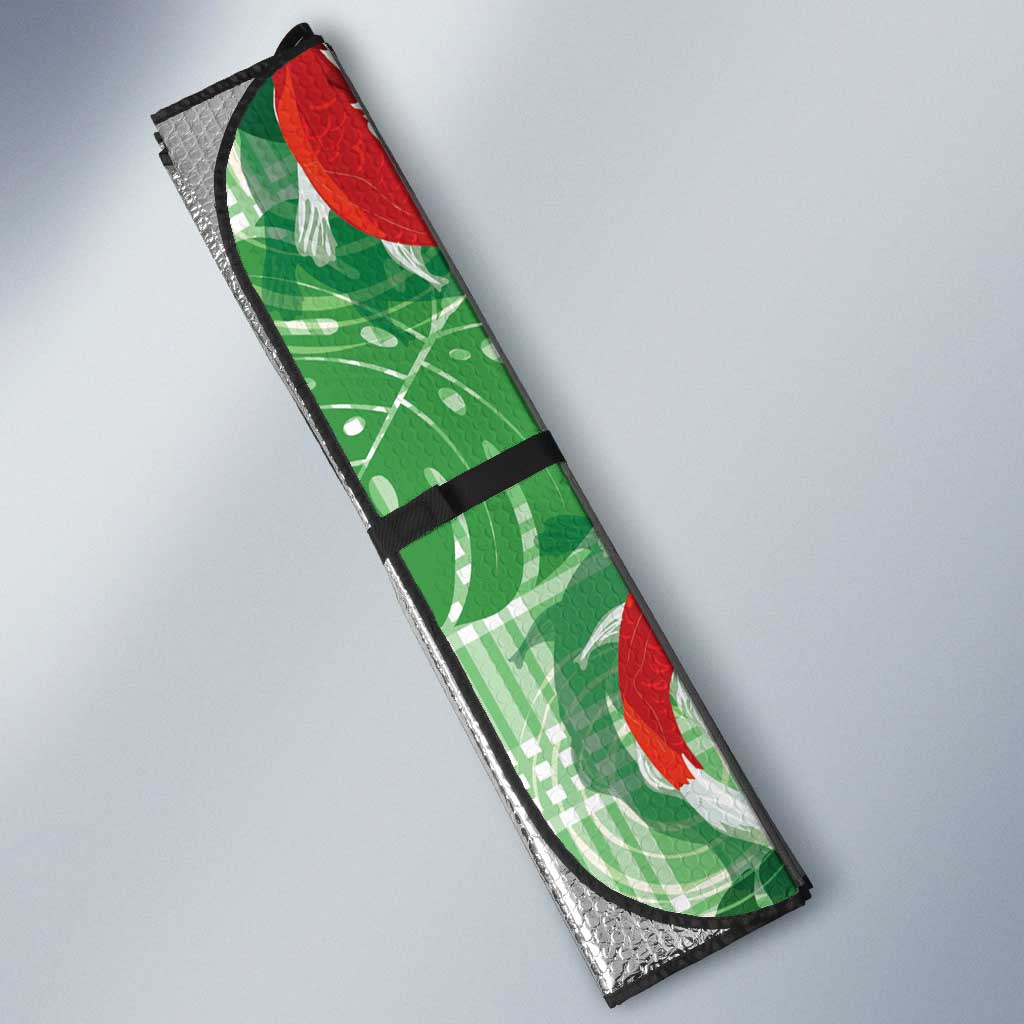 Lime Palaka Hawaii Aloha Auto Sun Shade Koi Pond Mix Monstera - Polynesian Pride