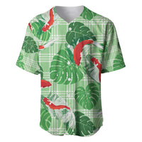 Lime Palaka Hawaii Aloha Baseball Jersey Koi Pond Mix Monstera - Polynesian Pride