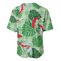 Lime Palaka Hawaii Aloha Baseball Jersey Koi Pond Mix Monstera - Polynesian Pride