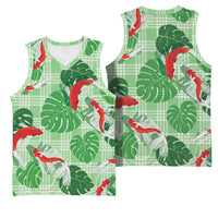 Lime Palaka Hawaii Aloha Basketball Jersey Koi Pond Mix Monstera - Polynesian Pride
