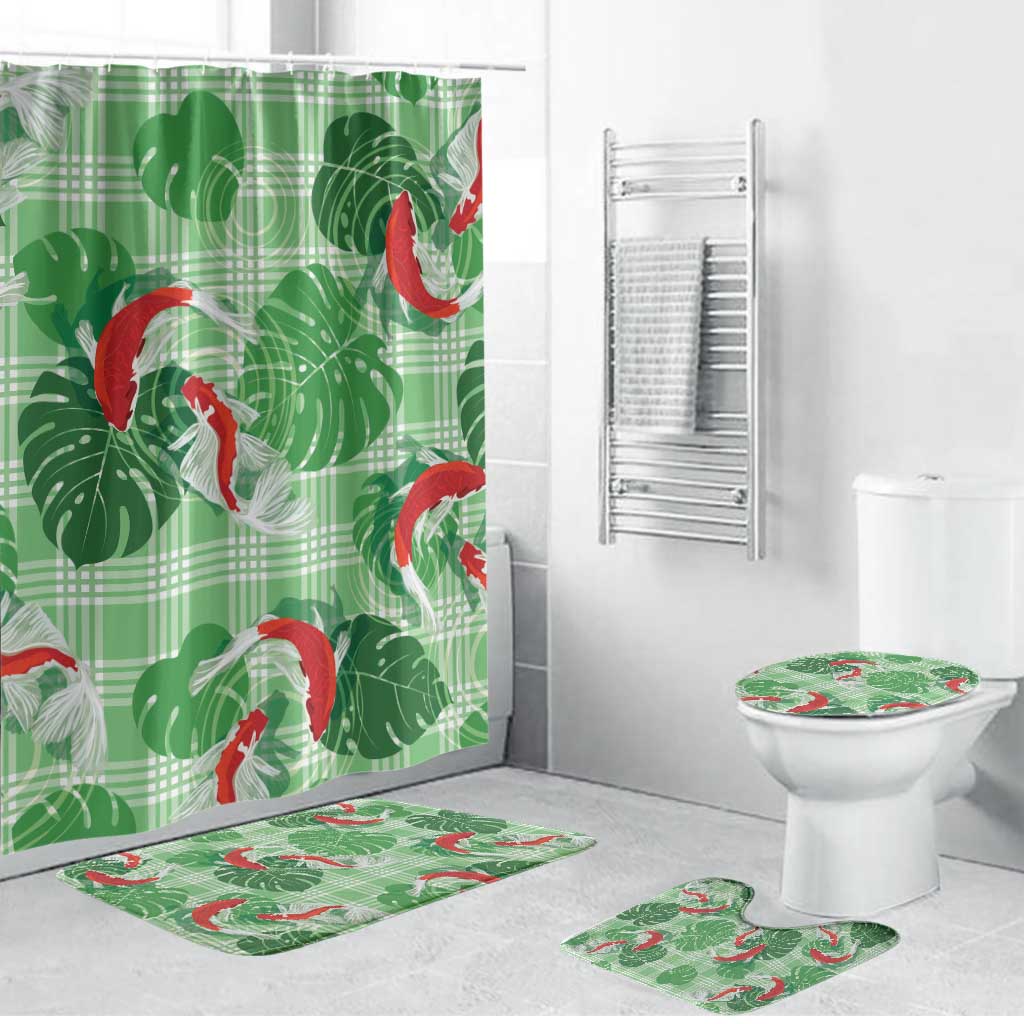 Lime Palaka Hawaii Aloha Bathroom Set Koi Pond Mix Monstera - Polynesian Pride