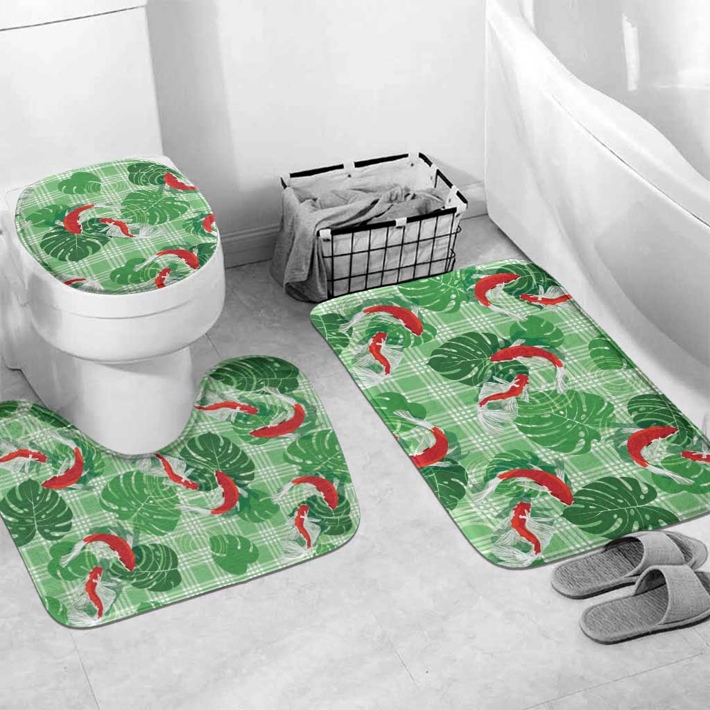 Lime Palaka Hawaii Aloha Bathroom Set Koi Pond Mix Monstera - Polynesian Pride