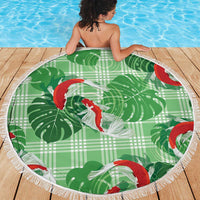 Lime Palaka Hawaii Aloha Beach Blanket Koi Pond Mix Monstera - Polynesian Pride