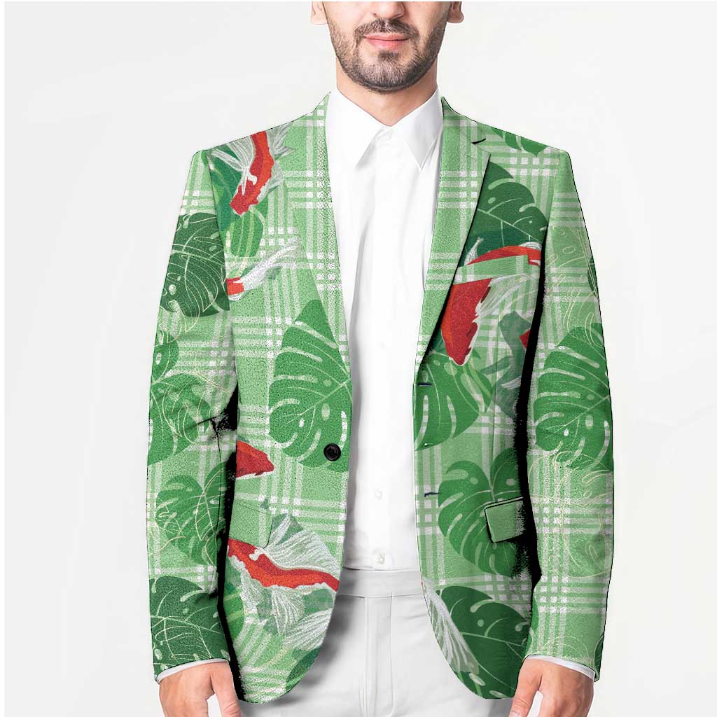 Lime Palaka Hawaii Aloha Blazer Koi Pond Mix Monstera - Polynesian Pride