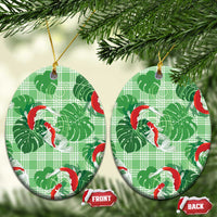 Lime Palaka Hawaii Aloha Ceramic Ornament Koi Pond Mix Monstera - Polynesian Pride