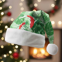 Lime Palaka Hawaii Aloha Christmas Santa Hat Koi Pond Mix Monstera - Polynesian Pride