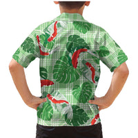 Lime Palaka Hawaii Aloha Family Matching Mermaid Dress and Hawaiian Shirt Koi Pond Mix Monstera - Polynesian Pride