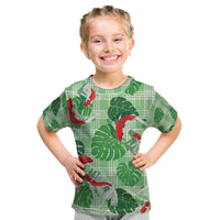 Lime Palaka Hawaii Aloha Kid T Shirt Koi Pond Mix Monstera - Polynesian Pride
