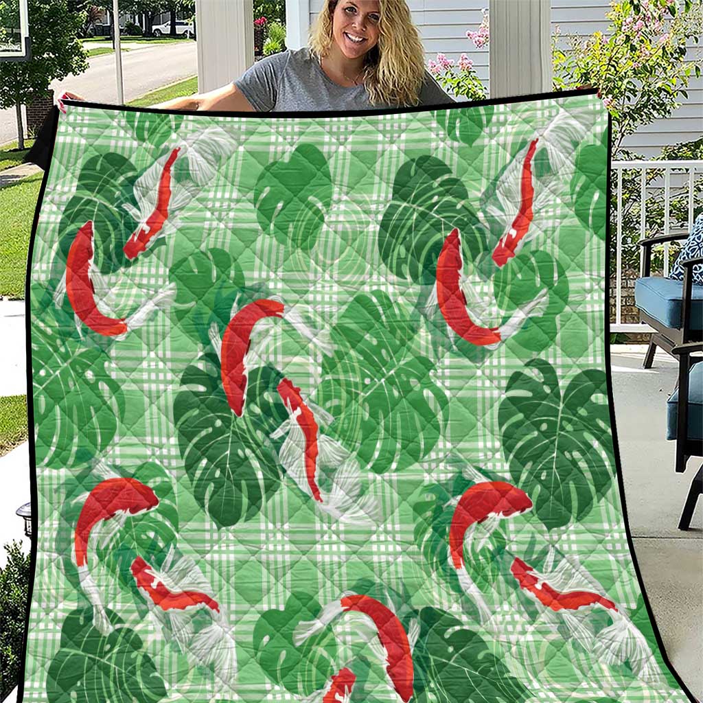 Lime Palaka Hawaii Aloha Quilt Koi Pond Mix Monstera - Polynesian Pride