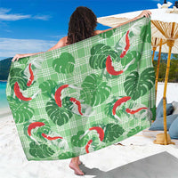 Lime Palaka Hawaii Aloha Sarong Koi Pond Mix Monstera - Polynesian Pride