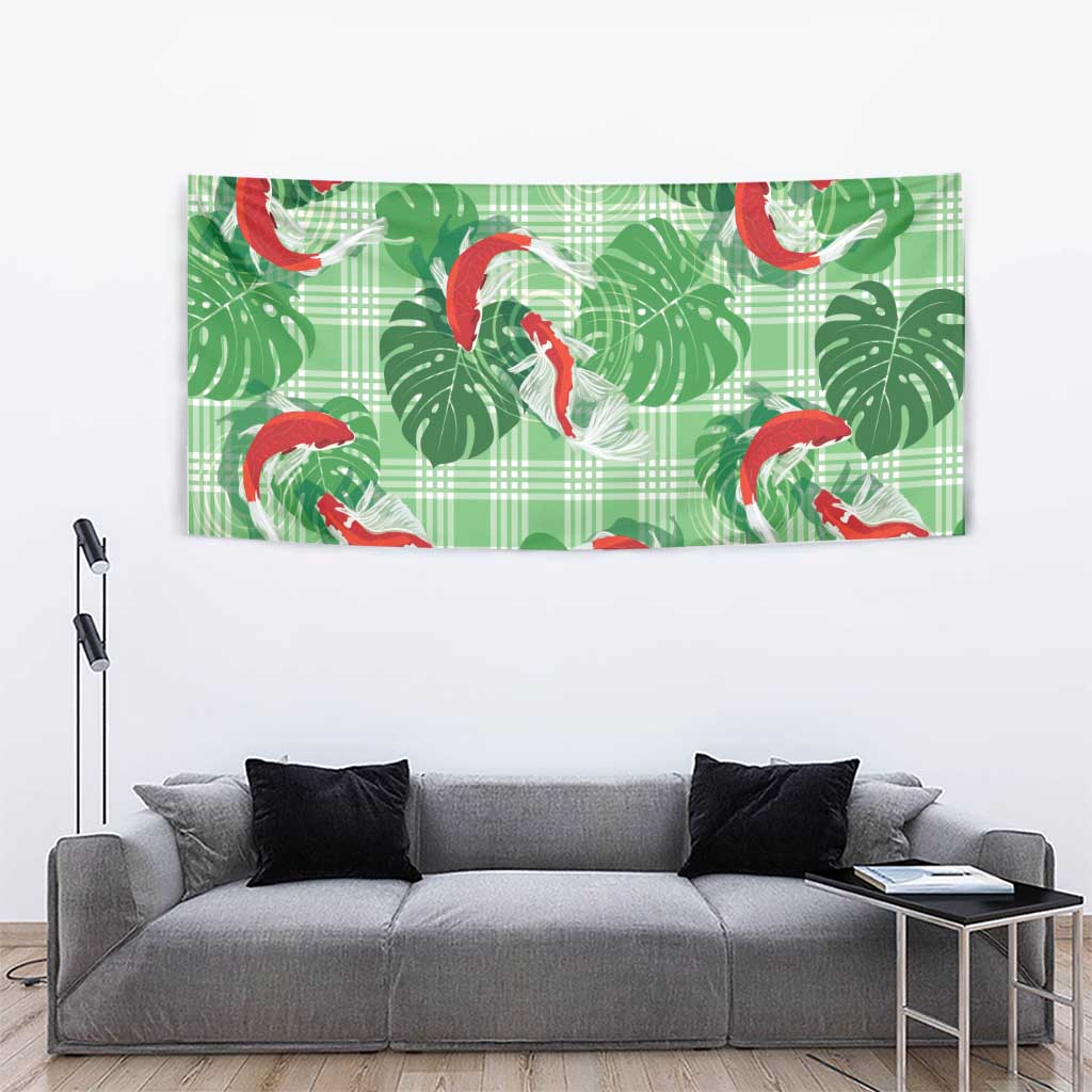 Lime Palaka Hawaii Aloha Tapestry Koi Pond Mix Monstera - Polynesian Pride