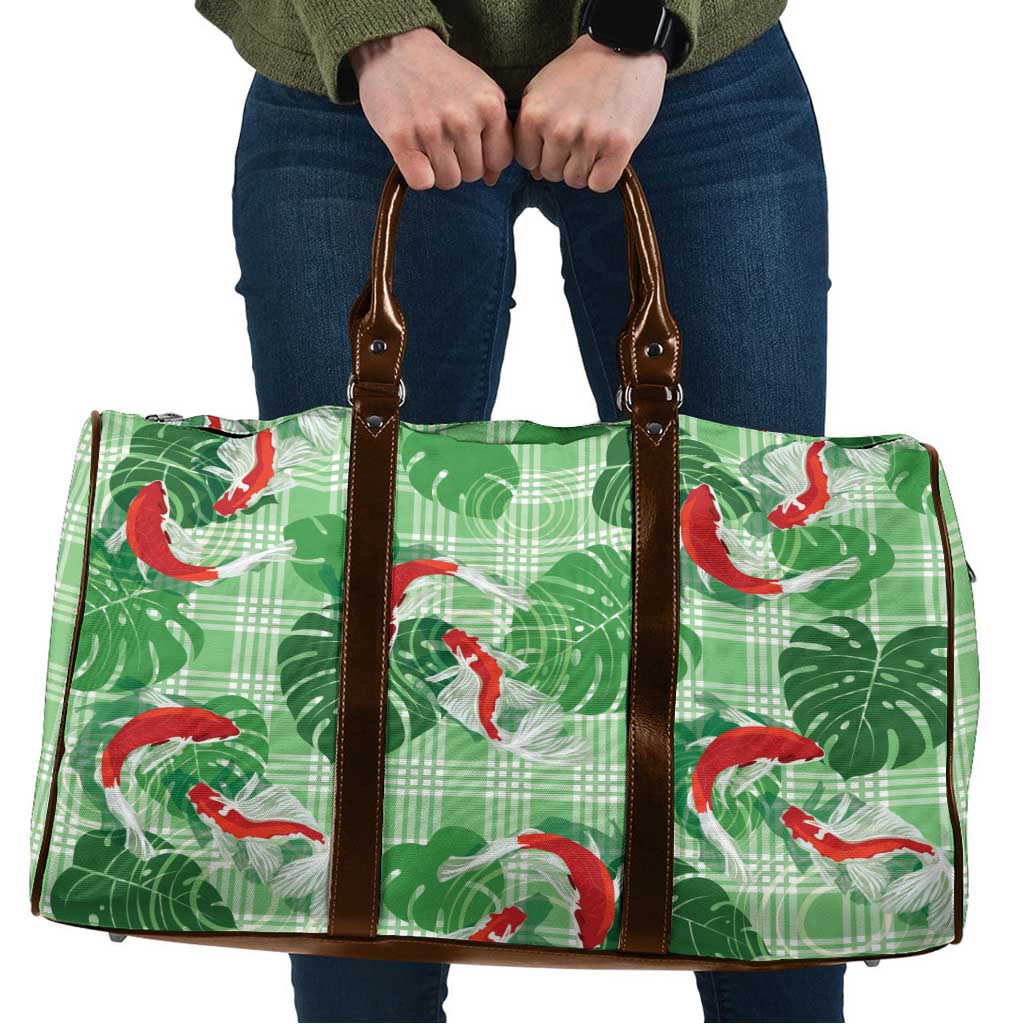 Lime Palaka Hawaii Aloha Travel Bag Koi Pond Mix Monstera - Polynesian Pride