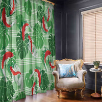 Lime Palaka Hawaii Aloha Window Curtain Koi Pond Mix Monstera - Polynesian Pride