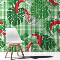 Lime Palaka Hawaii Aloha Window Curtain Koi Pond Mix Monstera - Polynesian Pride