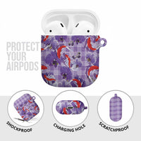 Lavender Palaka Hawaii Aloha AirPods Case Koi Pond Mix Orchids - Polynesian Pride