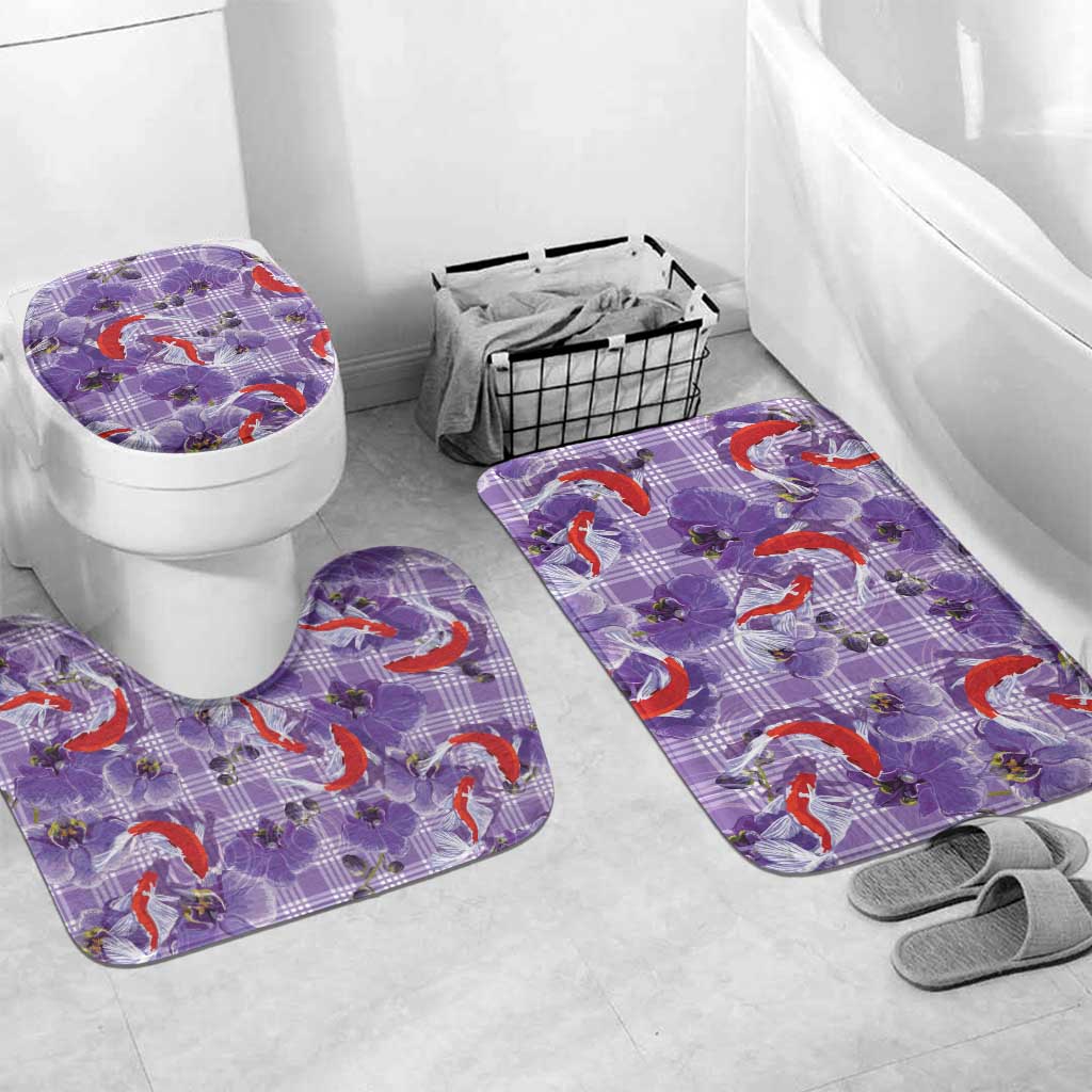 Lavender Palaka Hawaii Aloha Bathroom Set Koi Pond Mix Orchids - Polynesian Pride