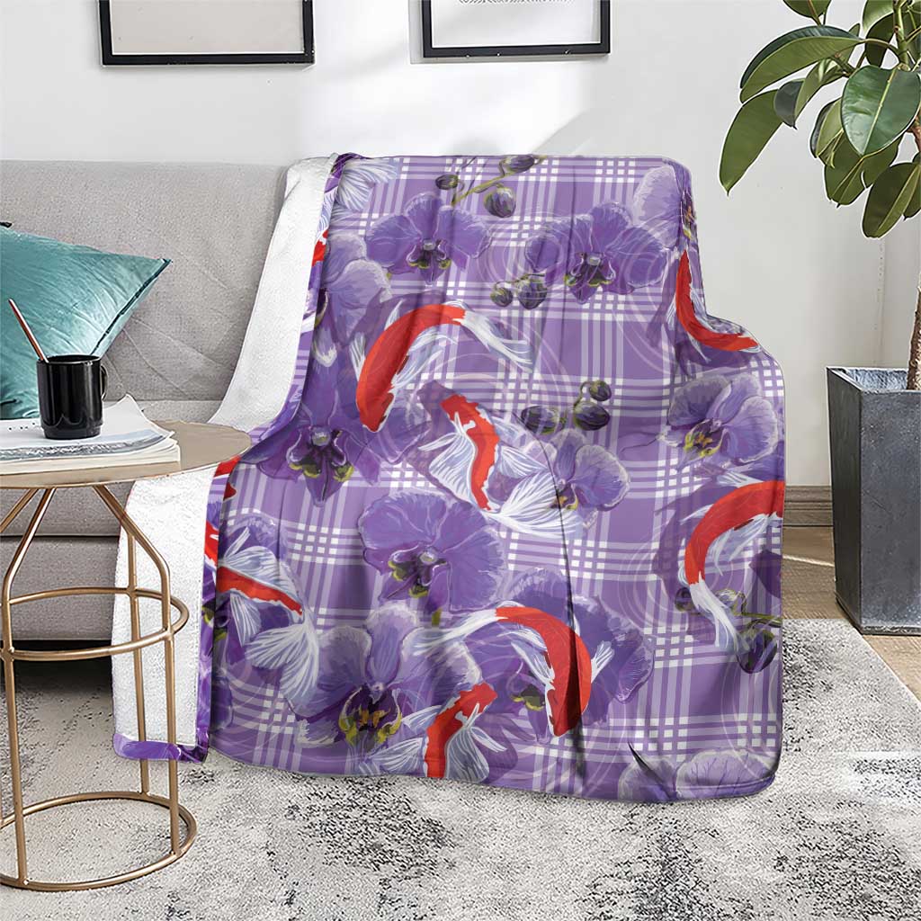 Lavender Palaka Hawaii Aloha Blanket Koi Pond Mix Orchids - Polynesian Pride
