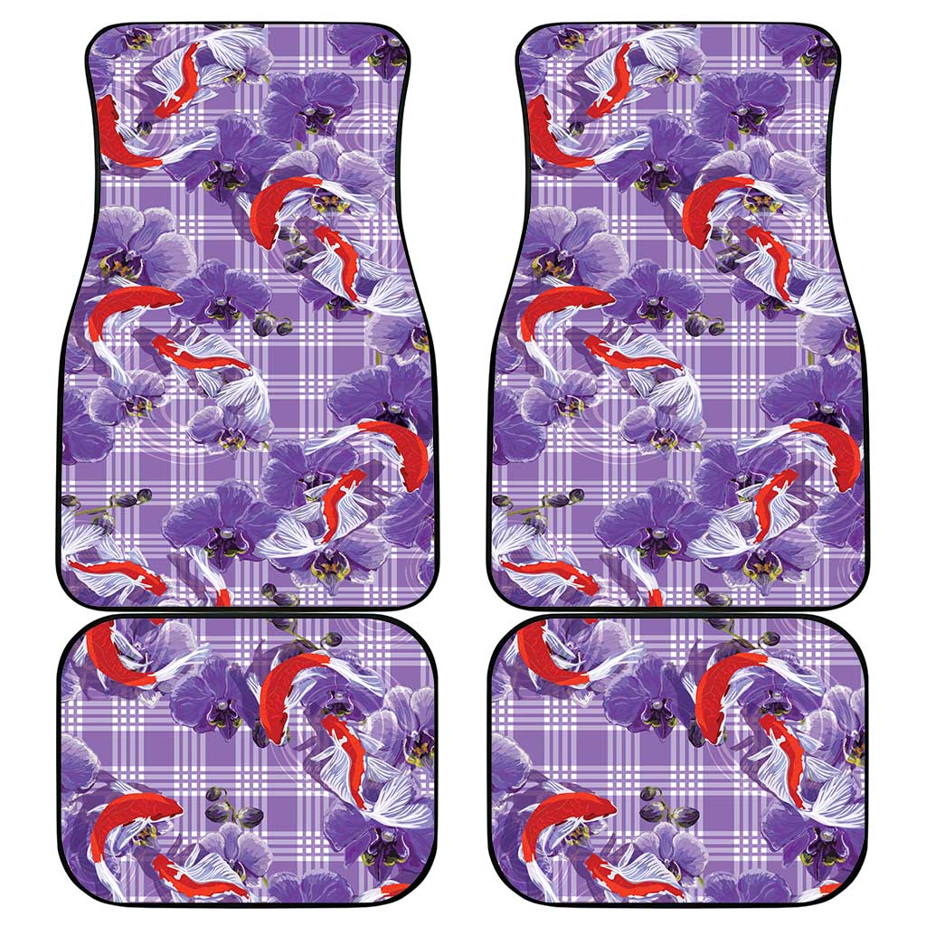 Lavender Palaka Hawaii Aloha Car Mats Koi Pond Mix Orchids - Polynesian Pride