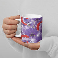 Lavender Palaka Hawaii Aloha Ceramic Mug Koi Pond Mix Orchids - Polynesian Pride
