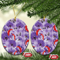 Lavender Palaka Hawaii Aloha Ceramic Ornament Koi Pond Mix Orchids - Polynesian Pride