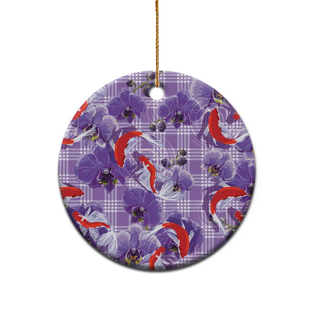Lavender Palaka Hawaii Aloha Ceramic Ornament Koi Pond Mix Orchids - Polynesian Pride