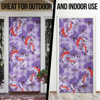 Lavender Palaka Hawaii Aloha Door Cover Koi Pond Mix Orchids - Polynesian Pride
