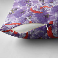 Lavender Palaka Hawaii Aloha Pillow Cover Koi Pond Mix Orchids - Polynesian Pride