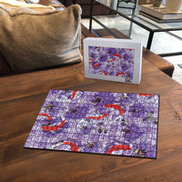 Lavender Palaka Hawaii Aloha Puzzle Koi Pond Mix Orchids - Polynesian Pride