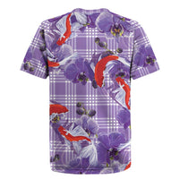 Lavender Palaka Hawaii Aloha Rugby Jersey Koi Pond Mix Orchids - Polynesian Pride