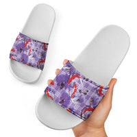 Lavender Palaka Hawaii Aloha Slide Sandals Koi Pond Mix Orchids - Polynesian Pride