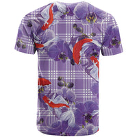 Lavender Palaka Hawaii Aloha T Shirt Koi Pond Mix Orchids - Polynesian Pride