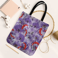 Lavender Palaka Hawaii Aloha Tote Bag Koi Pond Mix Orchids - Polynesian Pride